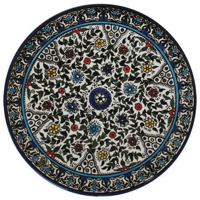 Armenian Ceramic Plate with Floral Anemones Motif