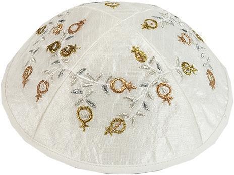 Kippah with Gold and Silver Pomegranates- Yair Emanuel