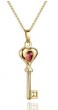 14k Yellow Gold Key Pendant with Garnet Stone Rafael Jewelry Designer