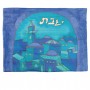 Capa para Chalá de Seda Pintada de Yair Emanuel com Arcos de Jerusalém (Azul)