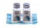 Glass Salt and Pepper Shaker Set for Shabbat with Blue Stripes and Flowers
